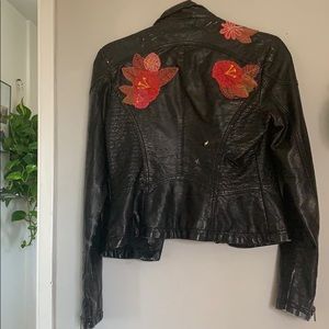 Free People Leather Jacket (w/ custom embroidery)